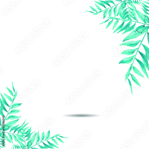 Watercolor Green Branch Bacgkround. vector EPS 10