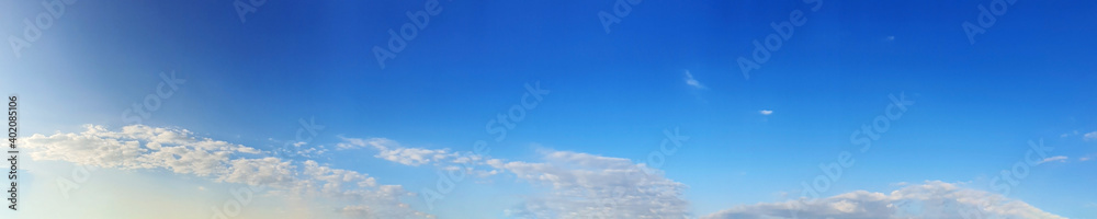 Panorama sky with cloud on a sunny day. Beautiful cirrus cloud.