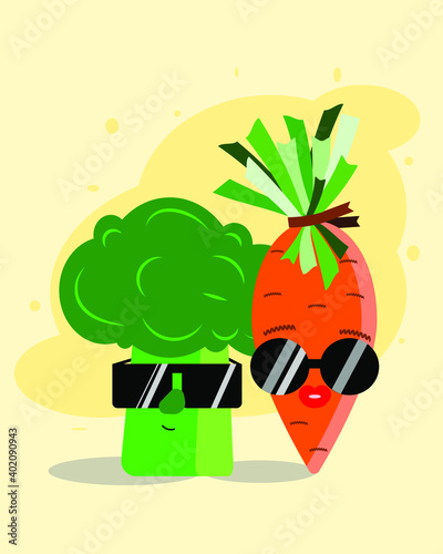 Wallpaper Mural Vector image of healthy vegetables carrots and broccoli. Torontodigital.ca