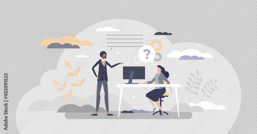 Obraz premium Internship work experience for job practice training tiny person concept