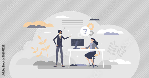Internship work experience for job practice training tiny person concept