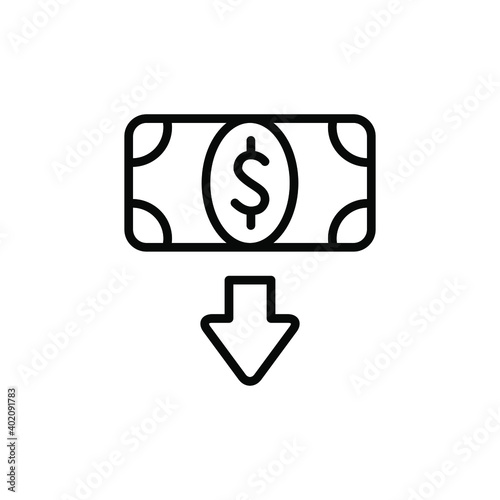 Cash with download arrow icon