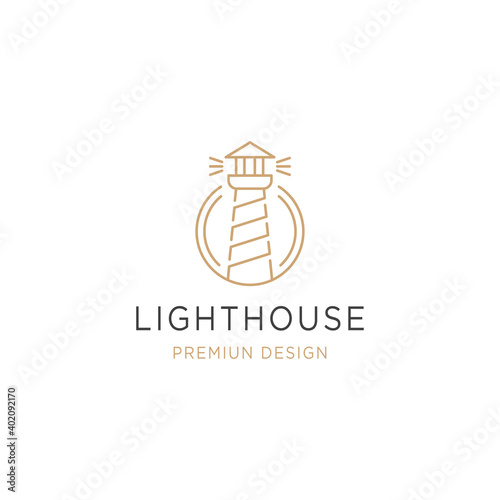 Lighthouse line outline monoline logo design inspiration