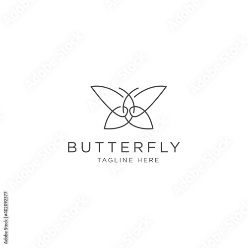 Fototapeta Naklejka Na Ścianę i Meble -  Butterfly line logo design template - vector