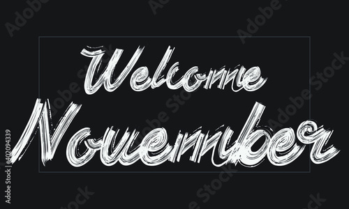 Welcome Saturday Typography Handwritten modern brush lettering words in white text and phrase isolated on the Black background