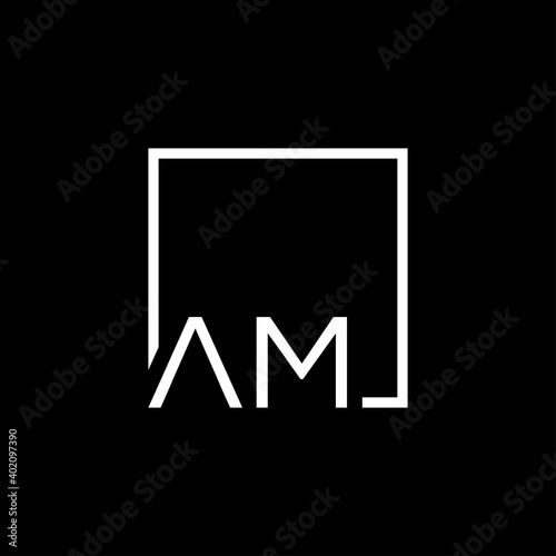 Creative initial letter AM square logo design concept vector