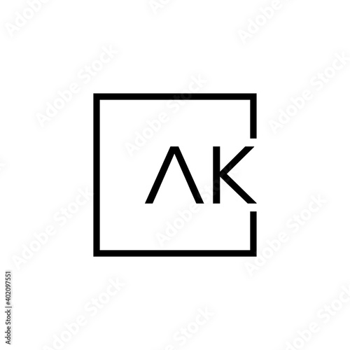 Creative initial letter AK square logo design concept vector photo