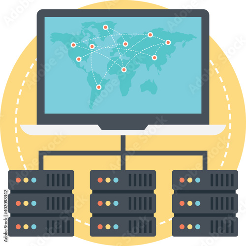 Global Server Flat Icon 
