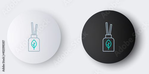 Line Aroma diffuser icon isolated on grey background. Glass jar different with wooden aroma sticks. Colorful outline concept. Vector.