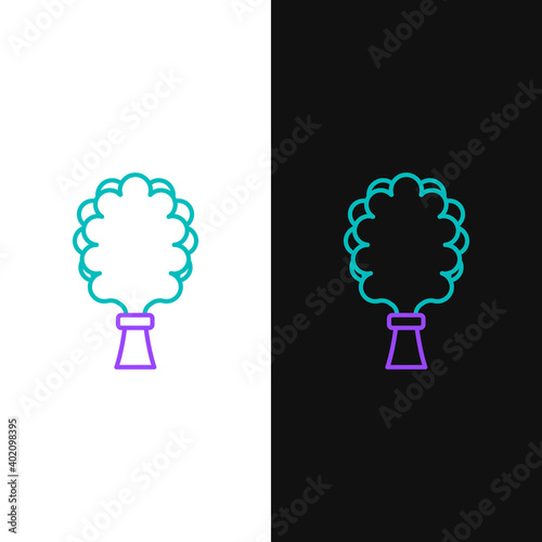Line Sauna broom icon isolated on white and black background. Broom from birch twigs, branches for Russian steam bath, sauna, washhouse. Colorful outline concept. Vector.