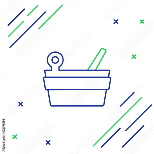 Line Sauna bucket and ladle icon isolated on white background. Colorful outline concept. Vector.