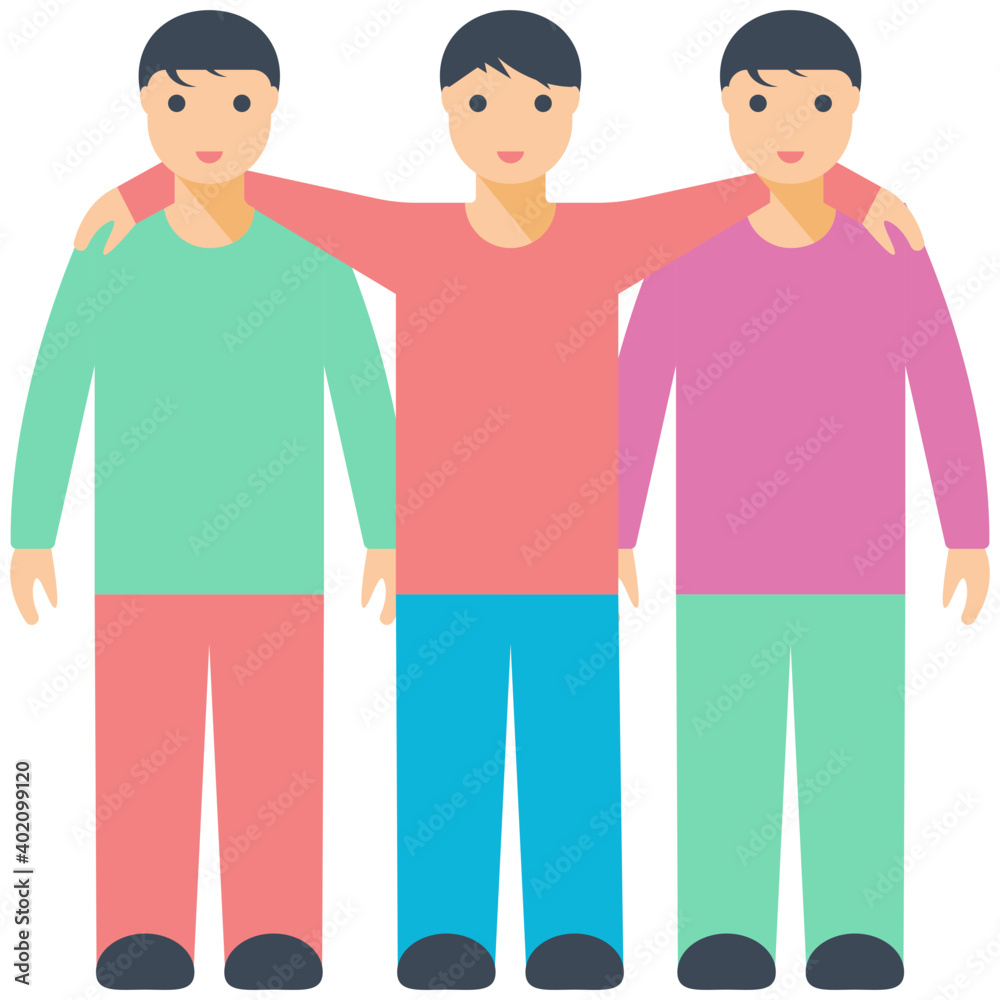 Triplet Boys Flat Icon Triplet Boys Flat Icon