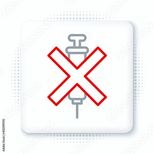 Line No doping syringe icon isolated on white background. Colorful outline concept. Vector.
