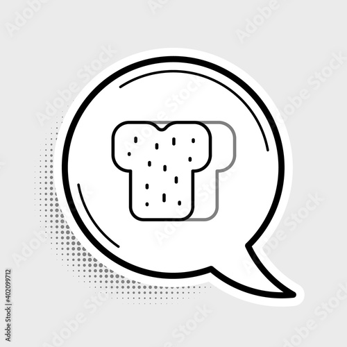 Line Bread toast for sandwich piece of roasted crouton icon isolated on grey background. Lunch, dinner, breakfast snack. Colorful outline concept. Vector.