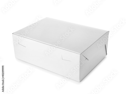 Blank cardboard box on white background