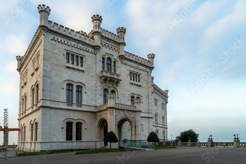 Miramare castle with gardens on the gulf of Trieste, northeastern Italy,  built by Austrian Archduke Maximilian in 19th century © catuncia