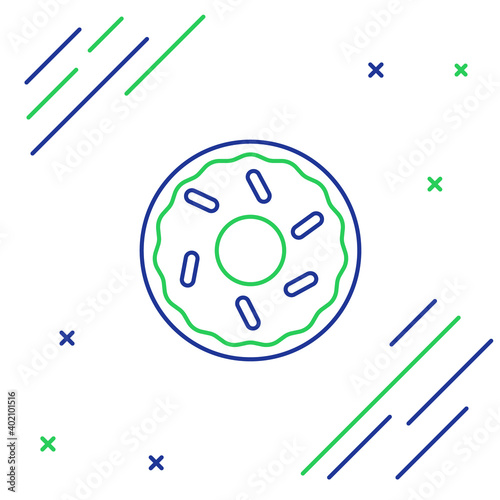 Line Donut with sweet glaze icon isolated on white background. Colorful outline concept. Vector.