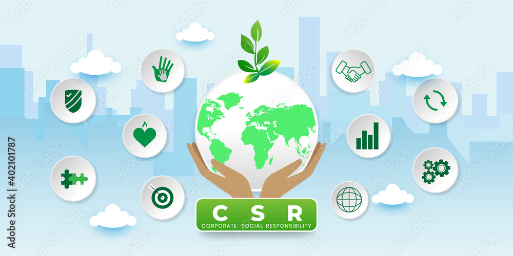 CSR concept illustration. Corporate social responsibility word, design ...