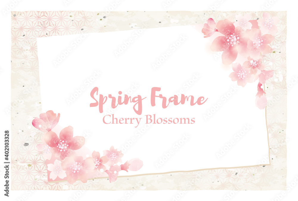 和紙と桜と和柄のベクターイラスト素材