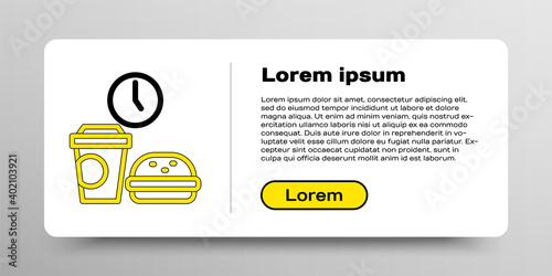Line Fast food time icon isolated on white background. Colorful outline concept. Vector.