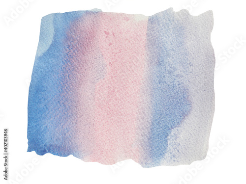 Bright with colorful watercolor stroke and spray on paper , Abstract background by hand drawn blue with purple and pink color liquid drip isolated on white background