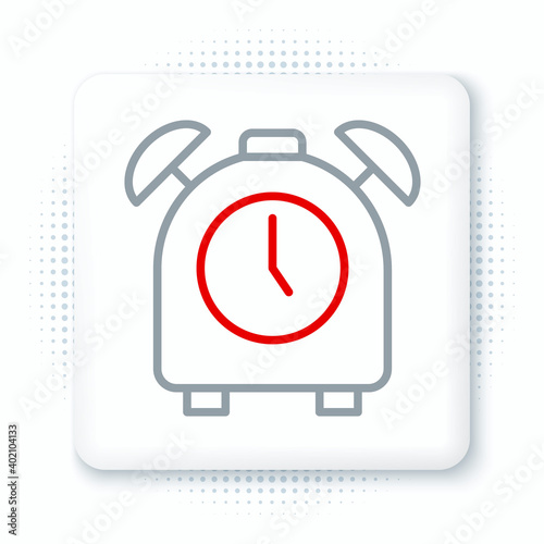 Line Alarm clock icon isolated on white background. Wake up, get up concept. Time sign. Colorful outline concept. Vector.