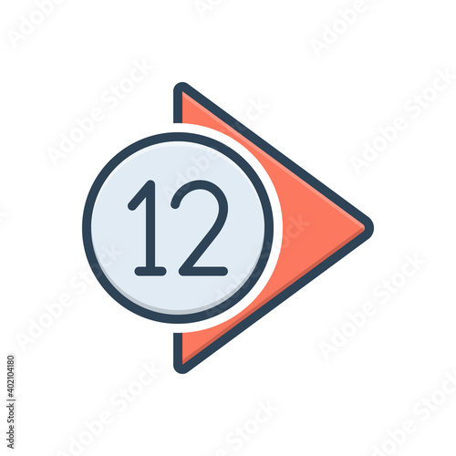 Color illustration icon for number