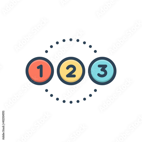 Color illustration icon for number