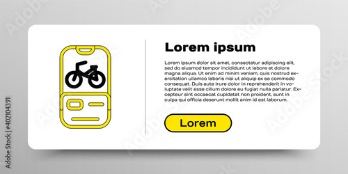 Line Bicycle rental mobile app icon isolated on white background. Smart service for rent bicycles in the city. Mobile app for sharing system. Colorful outline concept. Vector.