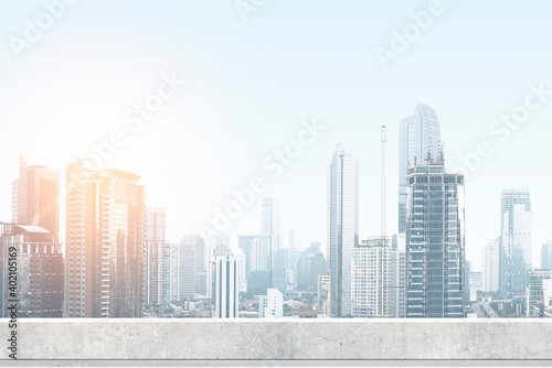 Rooftop view with modern cityscapes