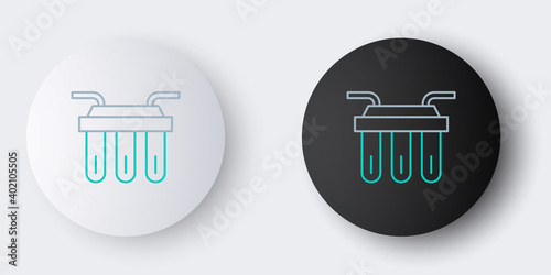 Line Water filter icon isolated on grey background. System for filtration of water. Reverse osmosis system. Colorful outline concept. Vector.