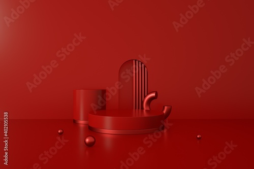 3d rendering abstract platform, minimal pastel podium display scene.