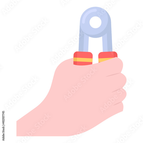 
Hand grip flat editable vector, in visual hand with gym equipment 
