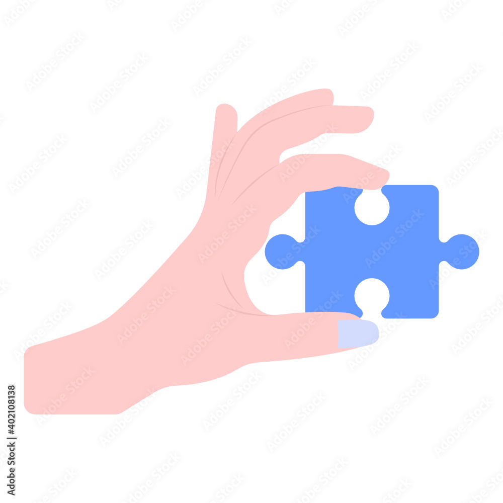 Trendy unique flat vector of jigsaw player, hand holding puzzle piece
Trendy unique flat vector of jigsaw player, hand holding puzzle piece