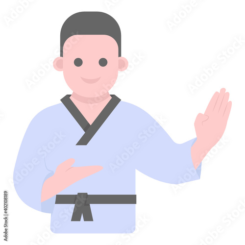 
Karate Trainer in unique customized flat vector  
