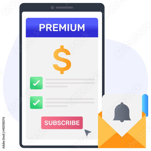 
A digital subscription model in flat concept icon
