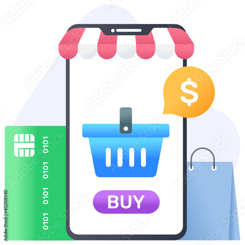
Mobile commerce flat conceptual icon
