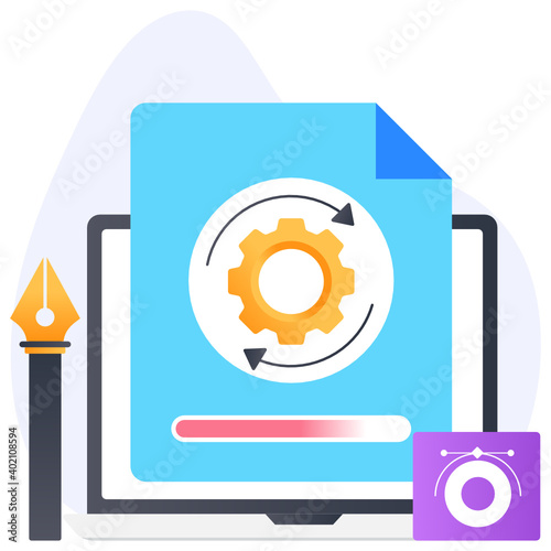 
Flat  conceptual icon of file processing, folder management 
