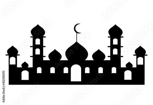 magnificent and beautiful mosque silhouette illustration