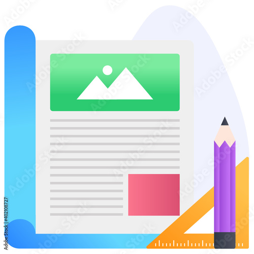 Free Download 
Magazine layout, flat conceptual icon of article writing 
 - GFXLoad