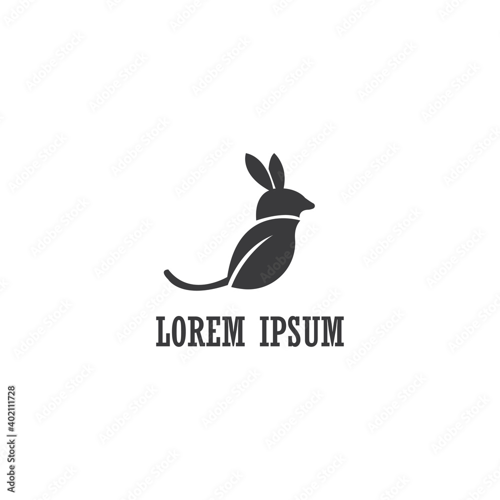 Obraz premium rabbit leaf logo creative design vector illustration
