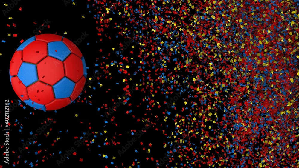 Soccer ball with Particles under Black Background. 3D sketch design and illustration. 3D high quality rendering. Soccer ball with Particles under Black Background. 3D sketch design and illustration. 3D high quality rendering.