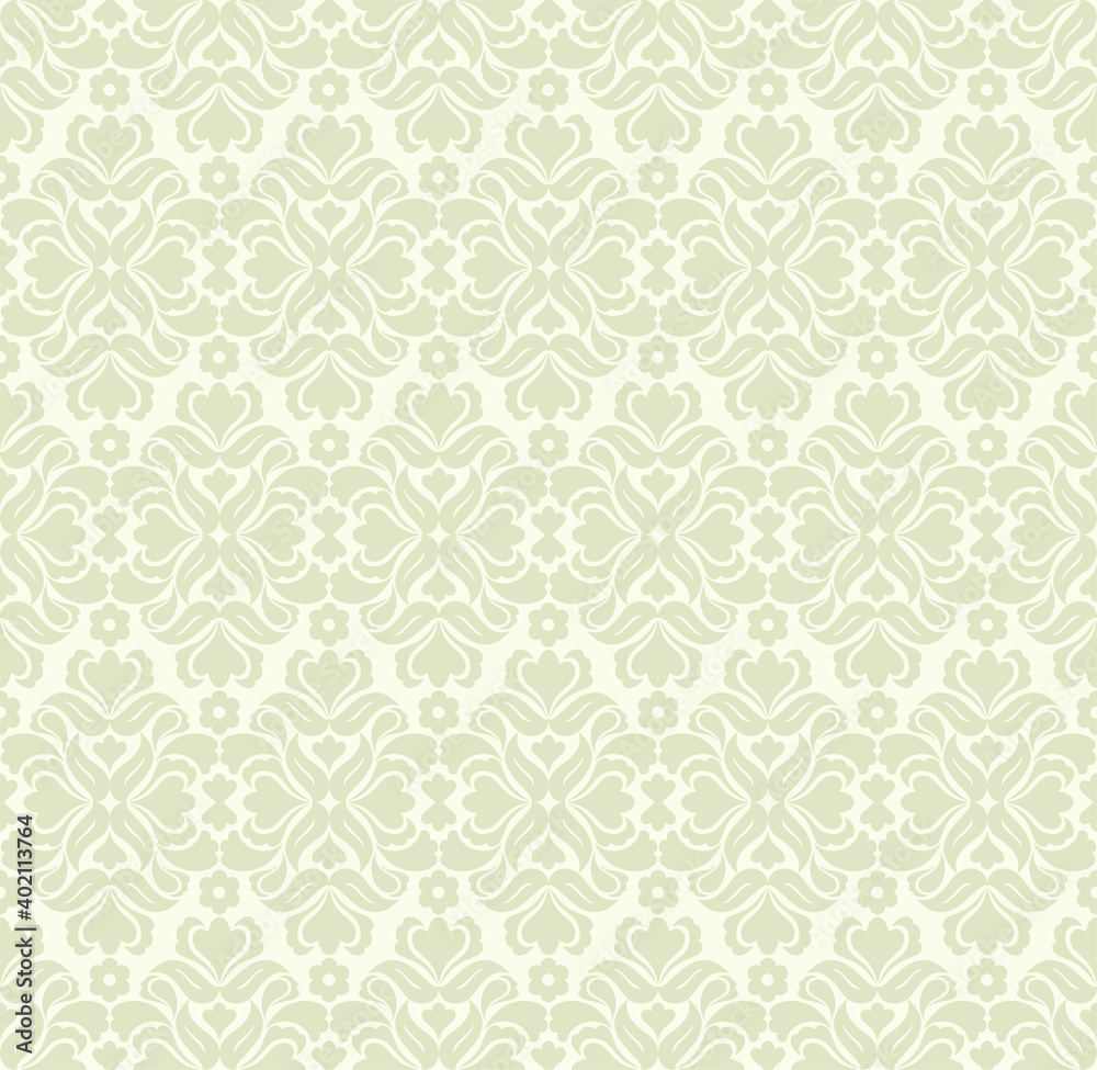 Seamless light background with beige pattern in baroque style. Vector retro illustration. Ideal for printing on fabric or paper for wallpapers, textile, wrapping. Seamless light background with beige pattern in baroque style. Vector retro illustration. Ideal for printing on fabric or paper for wallpapers, textile, wrapping.