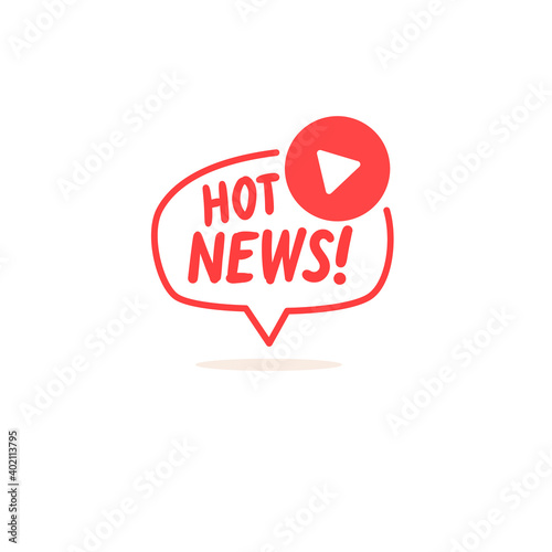 Hot news sign. Icon for social networks. Vector element for a blog.