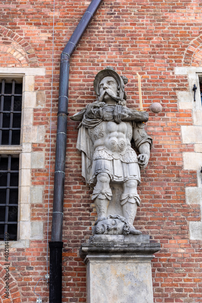 Archaic warrior statue at the Great Arsenal in Gdansk, Poland