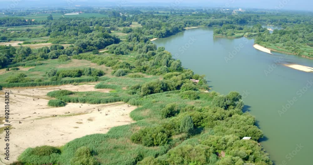 Dried riverbed with the tree stumps, reservoir of the Drava River Dried riverbed with the tree stumps, reservoir of the Drava River