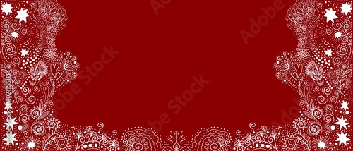 Sfondo rosso Natalizio. Web banner Capodanno decorativo ornato. Natale. 2021. 