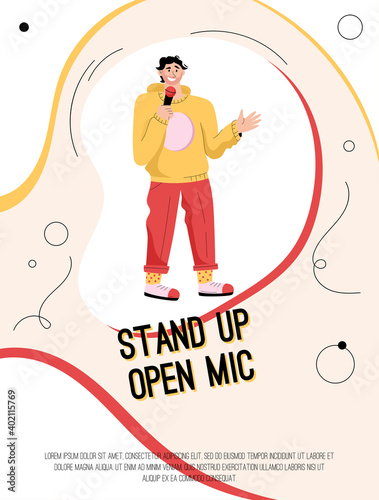 Vector poster of Stand Up Open Mic at Night Club concept