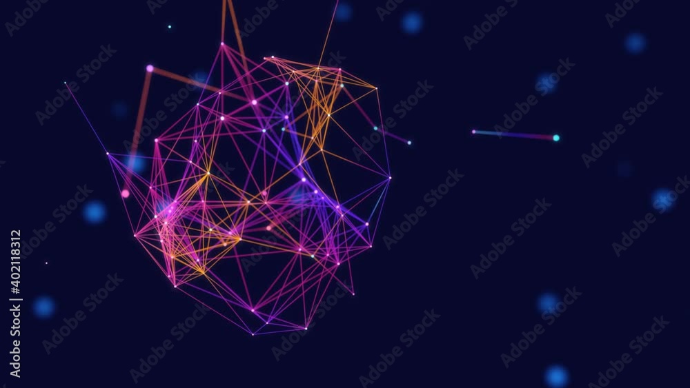 Digital plexus structure, forming and breaking connections. Abstract science or technology background.