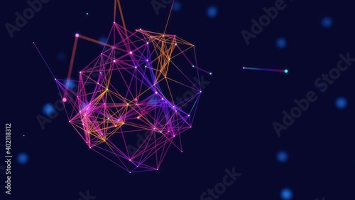 Digital plexus structure, forming and breaking connections. Abstract science or technology background.